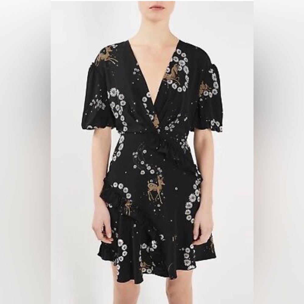 New Topshop Unique Deer Ruffle Dress